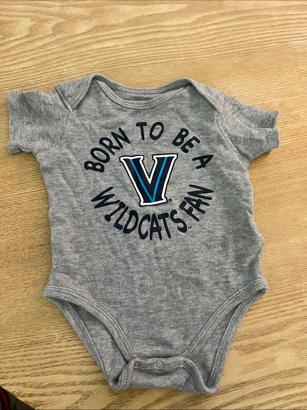 Villanova University Grey "Born to Be a Wildcats Fan" Baby One-Piece 3-6 months